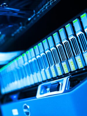 Computer server in data center room