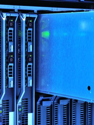 Computer server in data center room