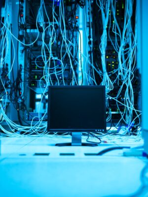 Computer server in data center room