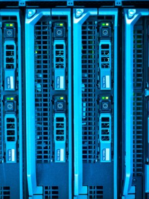 Computer server in data center room